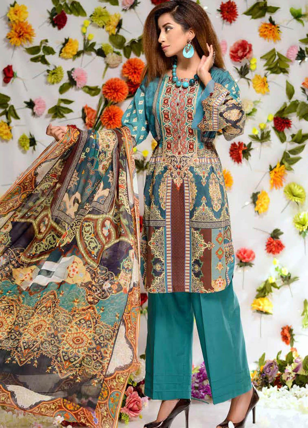 Orchid by Zebaish Embroidered Lawn Suits Unstitched 3 Piece ZSH21O 02 BEACH SPARKLE - Summer Collection