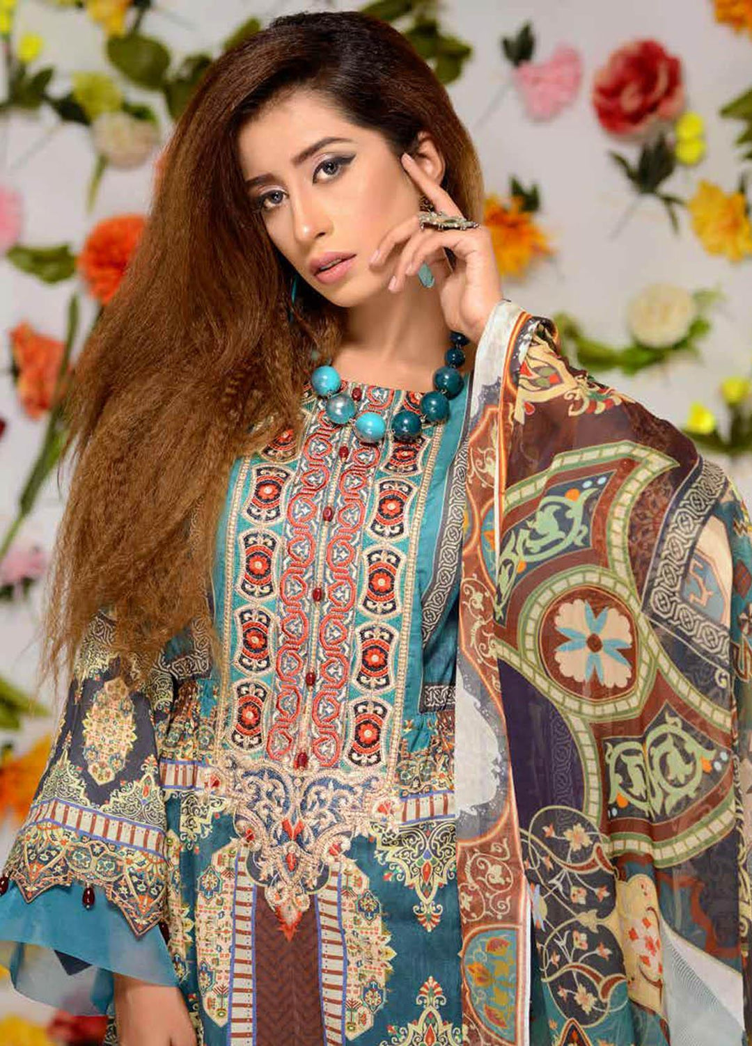 Orchid by Zebaish Embroidered Lawn Suits Unstitched 3 Piece ZSH21O 02 BEACH SPARKLE - Summer Collection