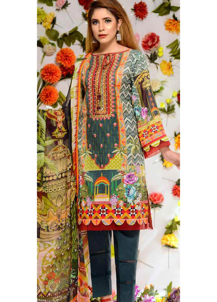 Orchid by Zebaish Embroidered Lawn Suits Unstitched 3 Piece ZSH21O 03 LUSH FOREST - Summer Collection
