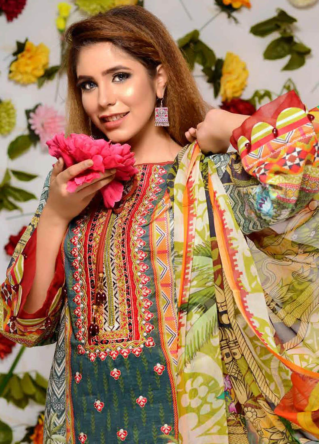 Orchid by Zebaish Embroidered Lawn Suits Unstitched 3 Piece ZSH21O 03 LUSH FOREST - Summer Collection