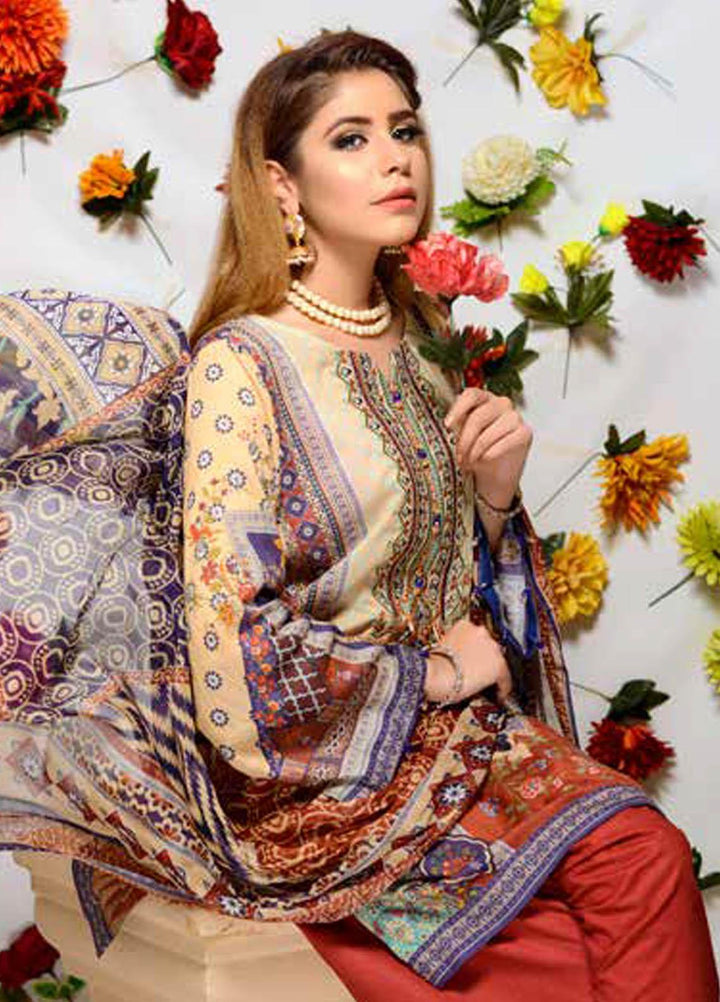 Orchid by Zebaish Embroidered Lawn Suits Unstitched 3 Piece ZSH21O 05 IKAT CHARM - Summer Collection