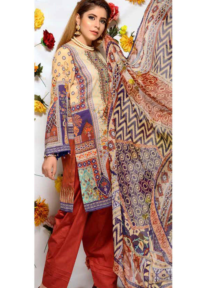 Orchid by Zebaish Embroidered Lawn Suits Unstitched 3 Piece ZSH21O 05 IKAT CHARM - Summer Collection