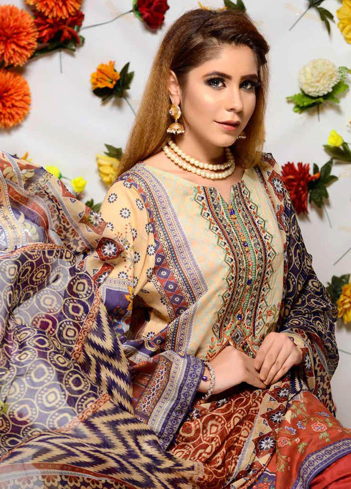 Orchid by Zebaish Embroidered Lawn Suits Unstitched 3 Piece ZSH21O 05 IKAT CHARM - Summer Collection