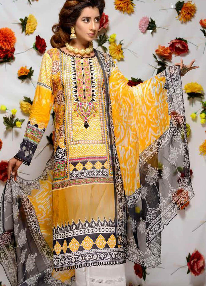 Orchid by Zebaish Embroidered Lawn Suits Unstitched 3 Piece ZSH21O 06 NEON MELON - Summer Collection