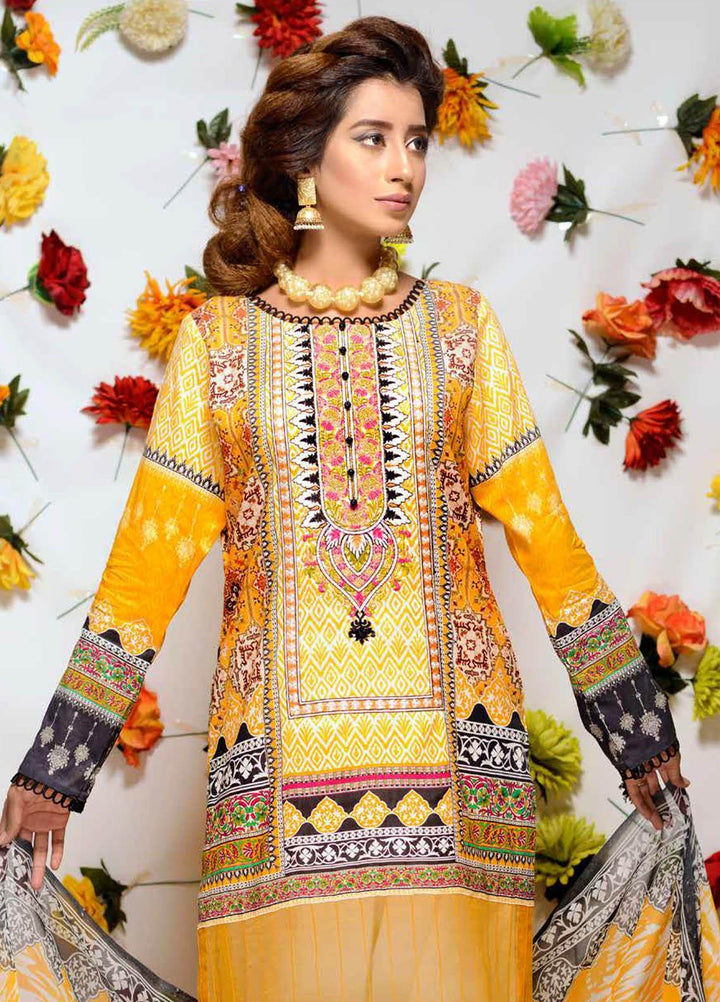 Orchid by Zebaish Embroidered Lawn Suits Unstitched 3 Piece ZSH21O 06 NEON MELON - Summer Collection