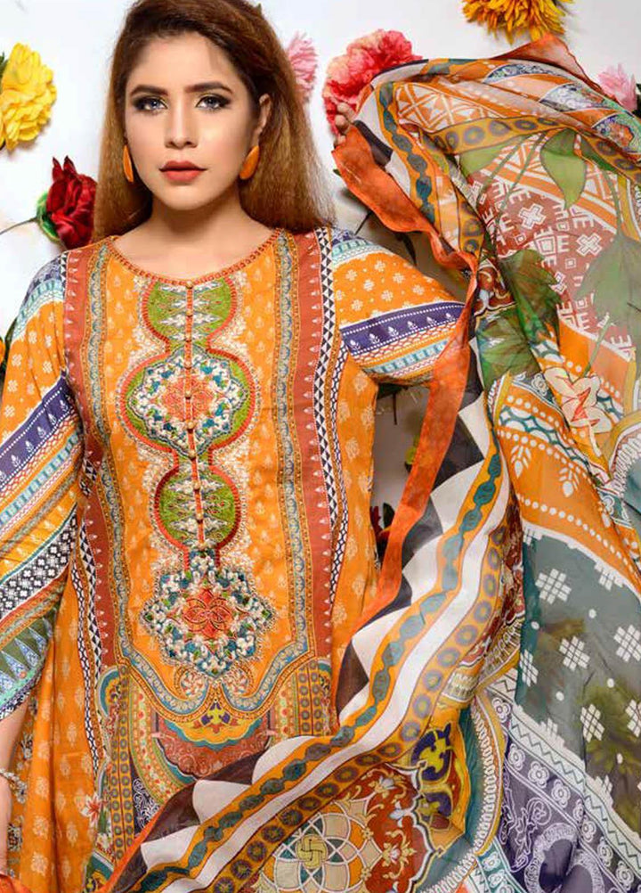 Orchid by Zebaish Embroidered Lawn Suits Unstitched 3 Piece ZSH21O 07 HONEY RYDER - Summer Collection