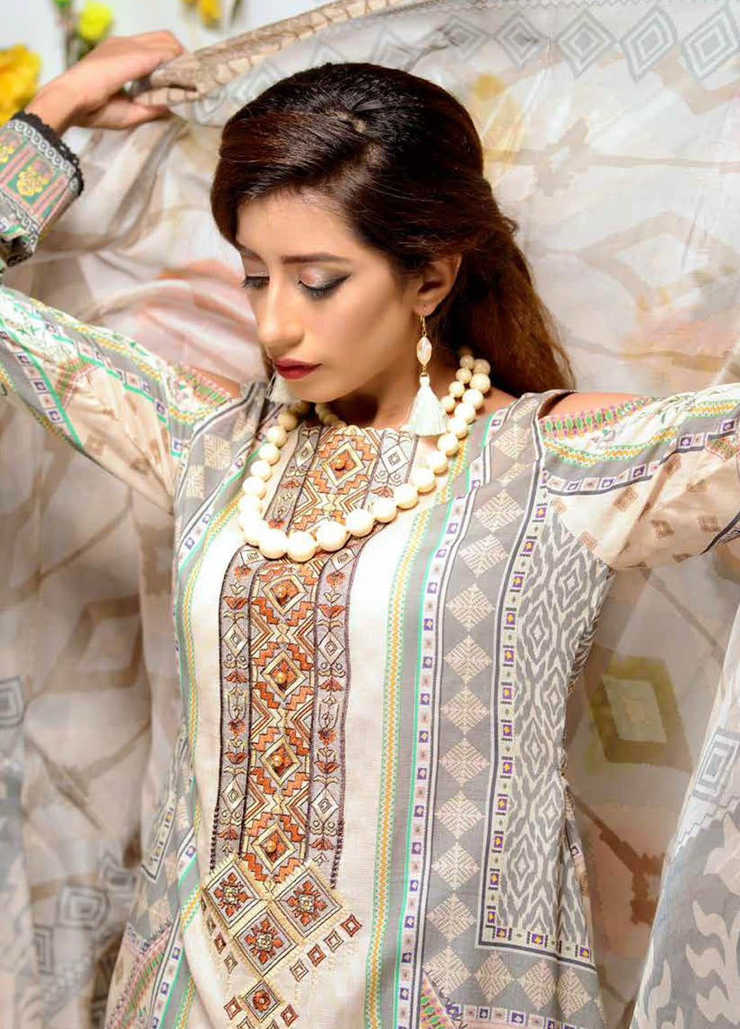 Orchid by Zebaish Embroidered Lawn Suits Unstitched 3 Piece ZSH21O 08 SERENE HUES - Summer Collection