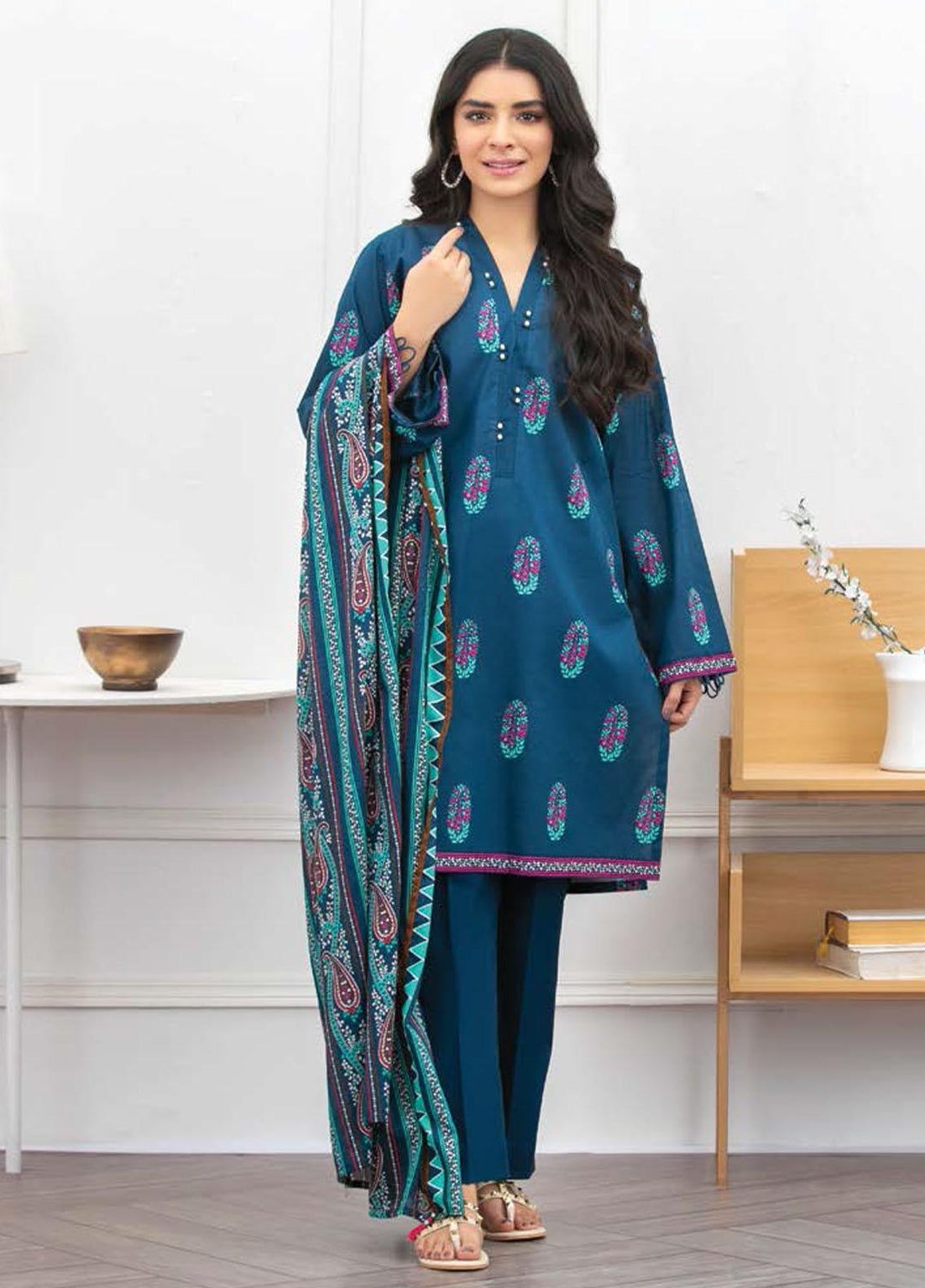 Ayeleen By Orient Textile Printed Lawn Suits Unstitched 3 Piece OT21A 171 ( BLUE ) - Summer Collection