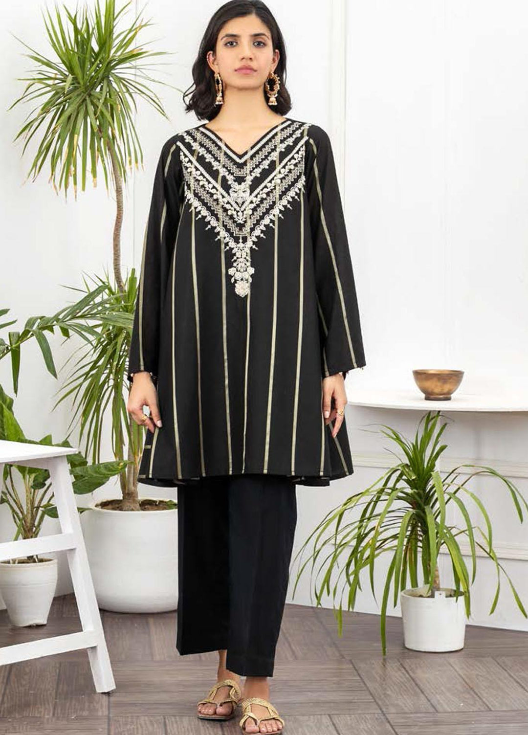Ayeleen By Orient Textile Embroidered Missouri  Unstitched Kurties OT21A 185 ( BLACK ) - Summer Collection
