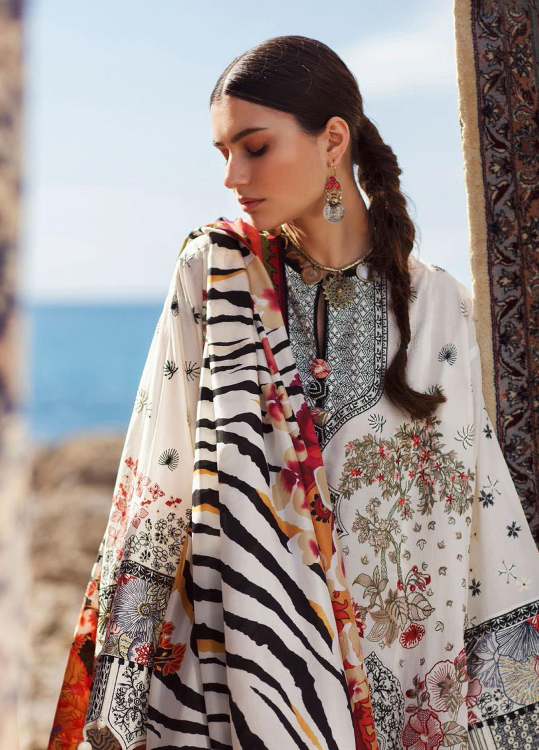 Elan Embroidered Lawn Suits Unstitched 3 Piece EL21OR EL21-05-A Firuza - Summer Collection