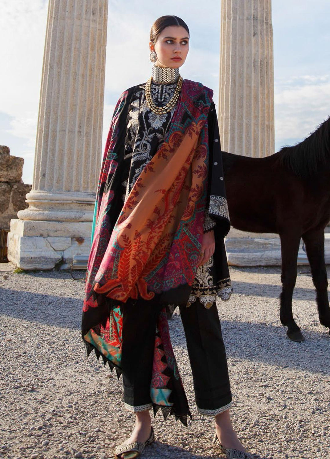 Elan Embroidered Lawn Suits Unstitched 3 Piece EL21OR EL21-09-B Elaheh  - Summer Collection