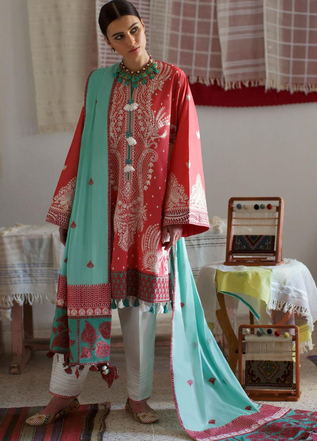 Elan Embroidered Lawn Suits Unstitched 3 Piece EL21OR EL21-10-A Esin - Summer Collection