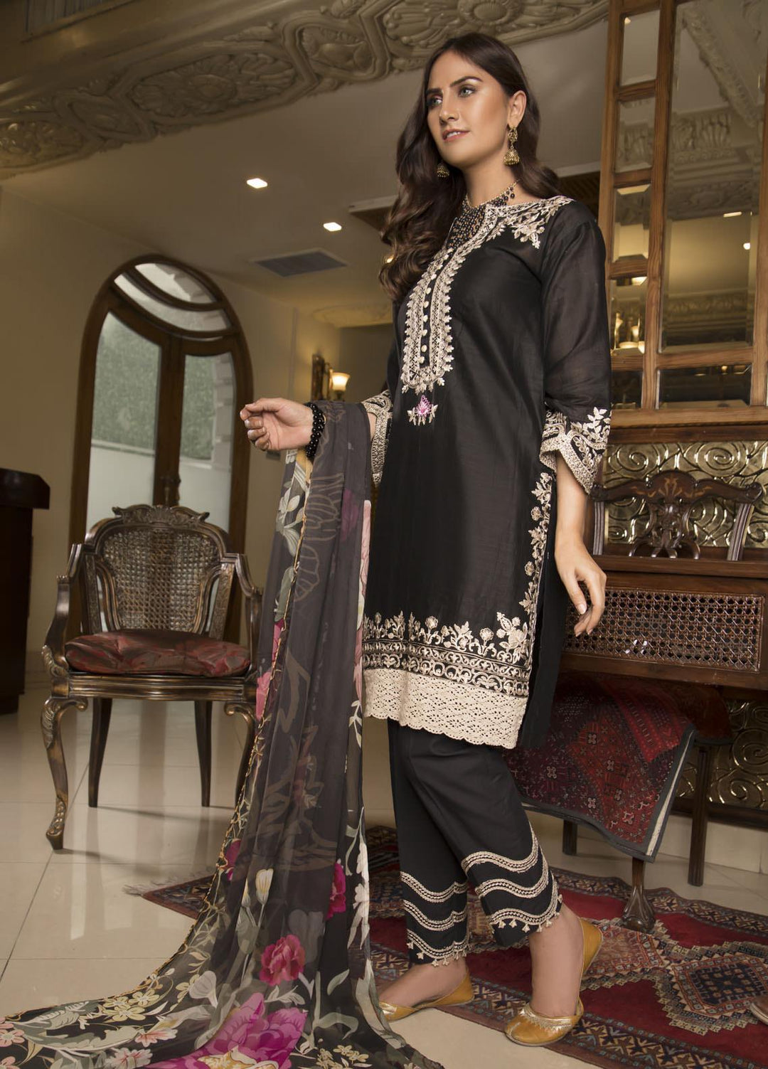 Oture Embroidered Jacquard Stitched 3 Piece Suit OEZ3S21011