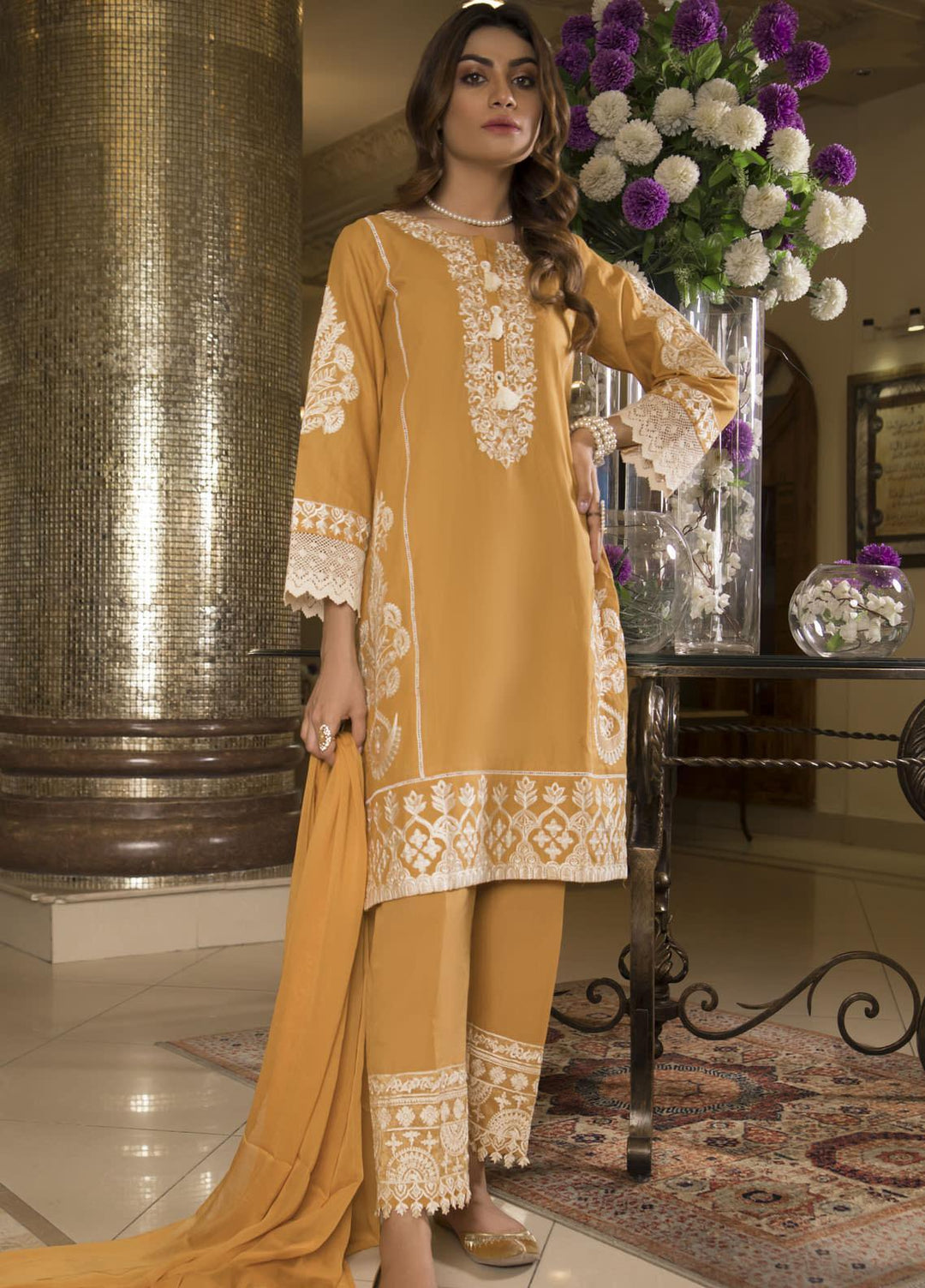 Oture Embroidered Jacquard Stitched 3 Piece Suit OEZ3S21012