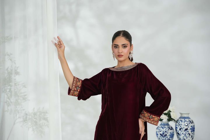 Silcot Pret 2 Piece Velvet Suit Mahveen Elegance