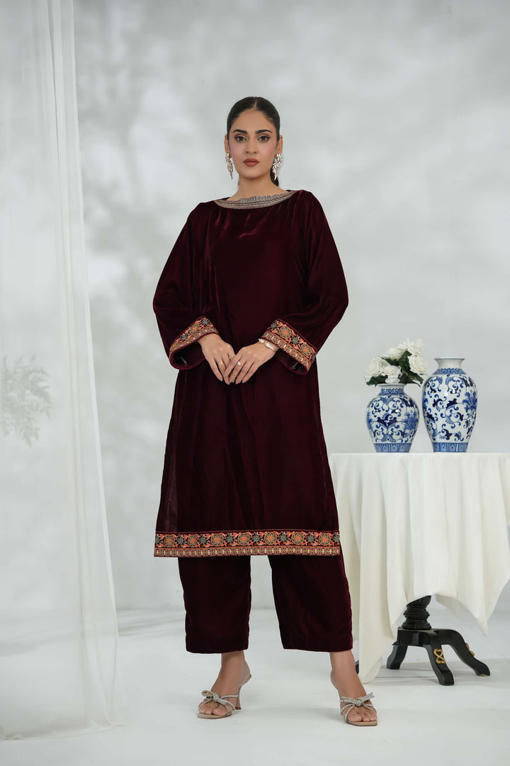 Silcot Pret 2 Piece Velvet Suit Mahveen Elegance