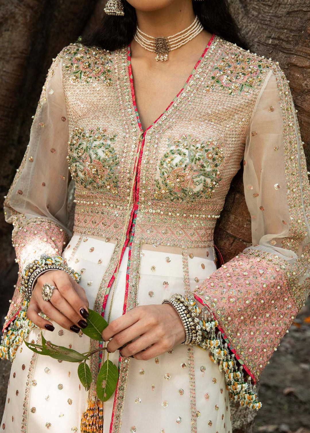 Paar by Hussain Rehar Embroidered Organza Suits Unstitched 3 Piece HRR22F Diya - Festive Collection