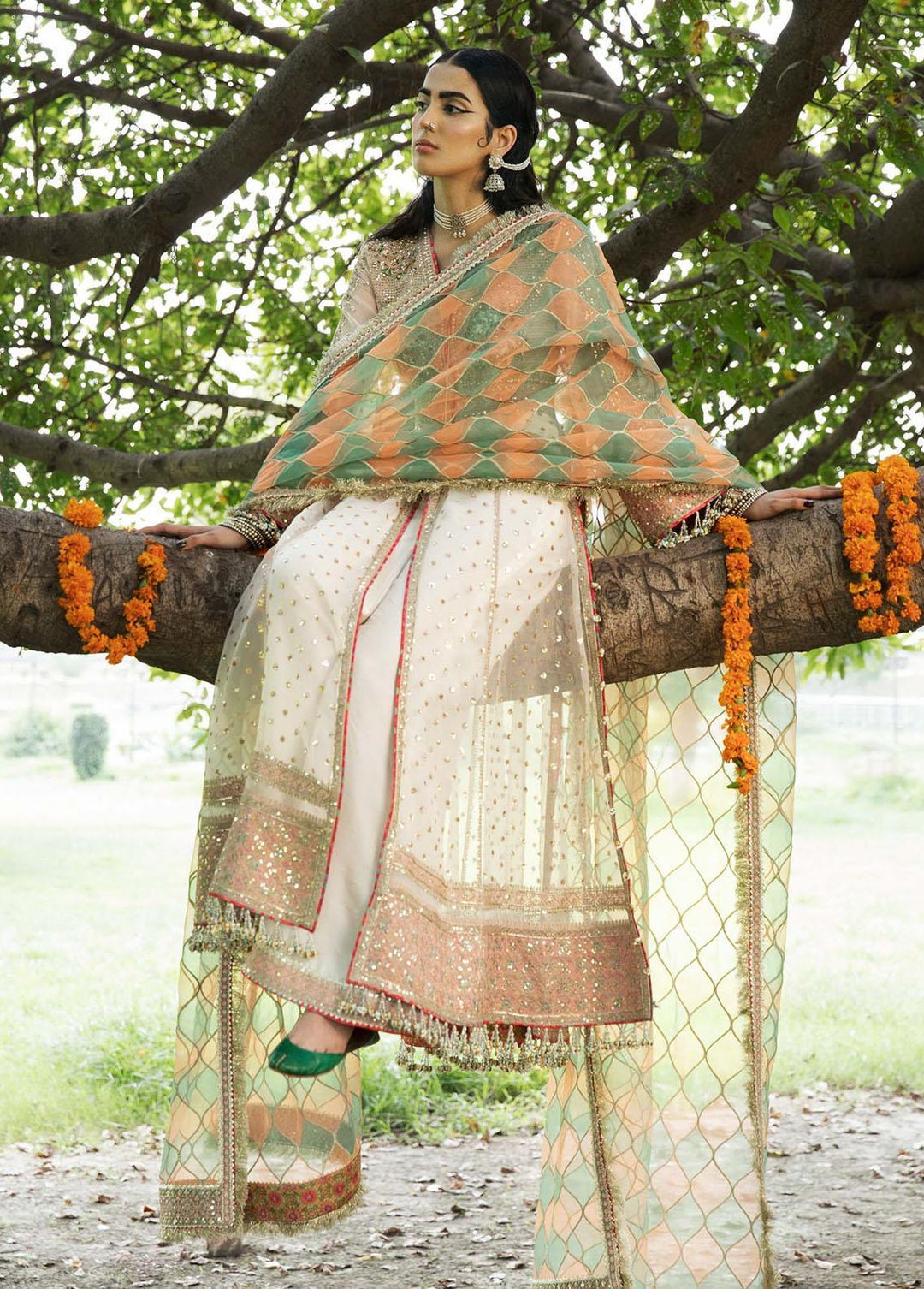 Paar by Hussain Rehar Embroidered Organza Suits Unstitched 3 Piece HRR22F Diya - Festive Collection