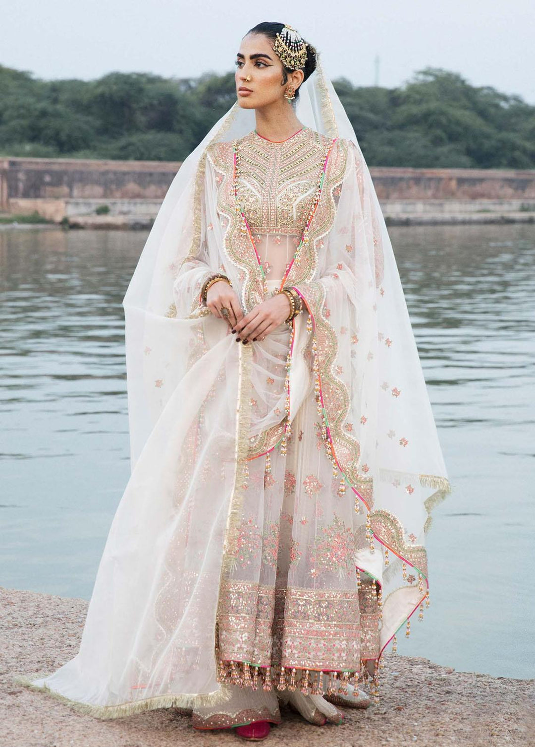 Paar by Hussain Rehar Embroidered Net Suits Unstitched 3 Piece HRR22F Raya - Festive Collection