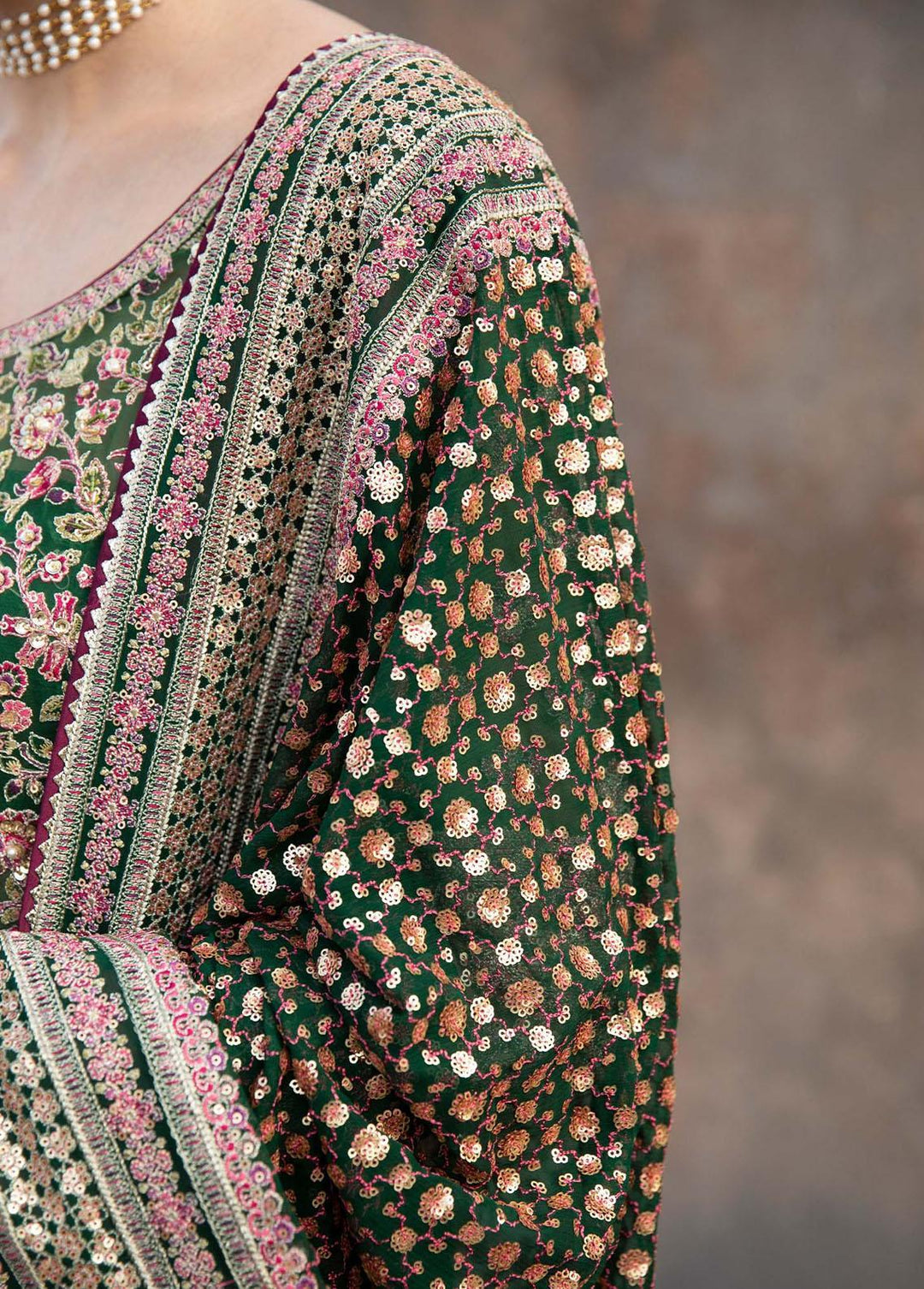 Paar by Hussain Rehar Embroidered Organza Suits Unstitched 3 Piece HRR22F Zeenat - Festive Collection