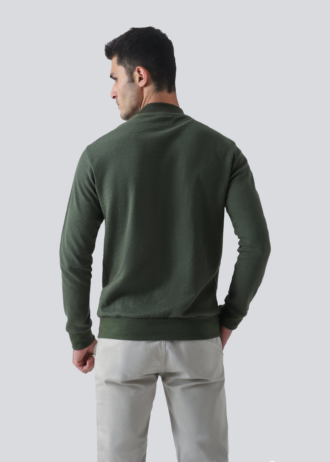 Zenetti Mens RTW Solids Cotton Sweatshirt Olive Green WZ-002 - Casual Collection