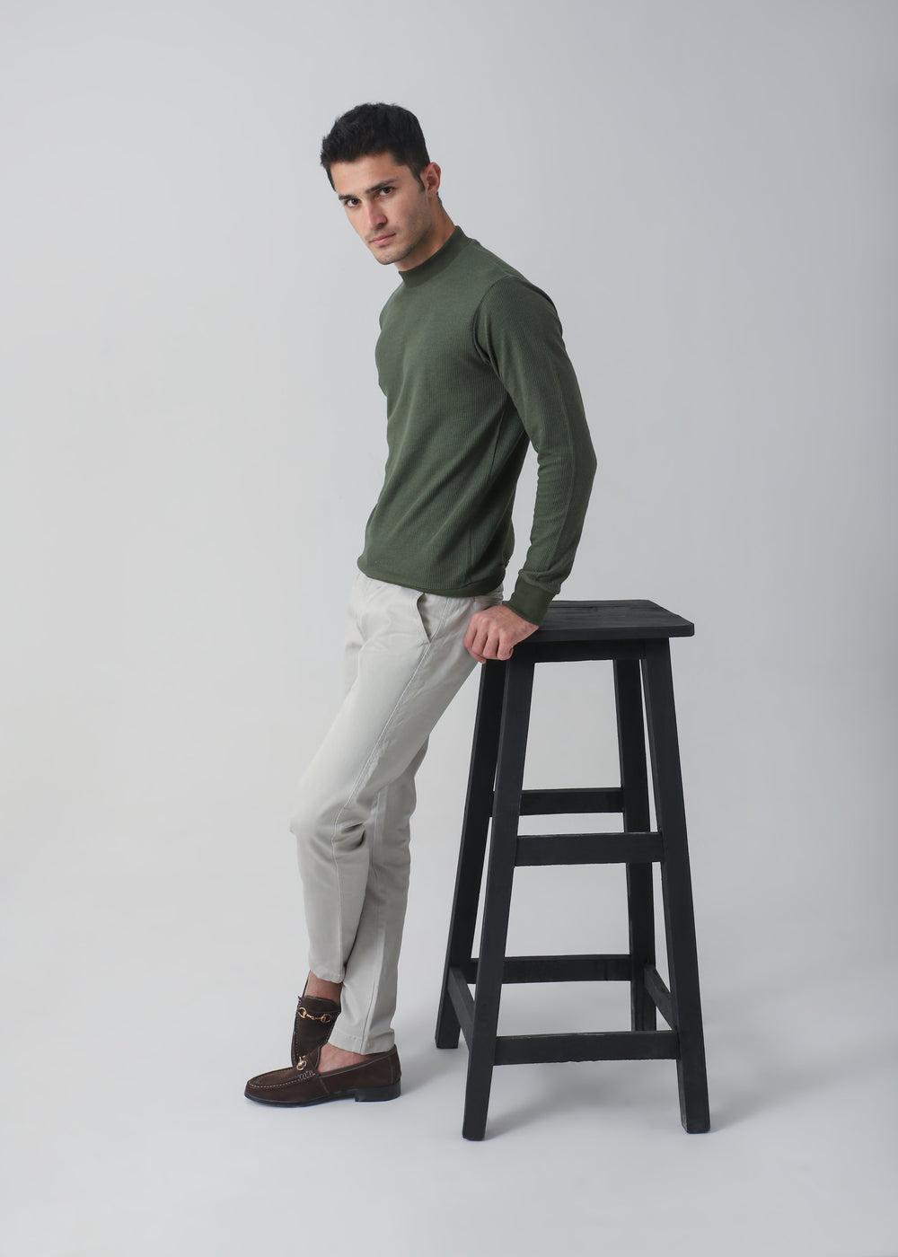 Zenetti Mens RTW Solids Cotton Sweatshirt Olive Green WZ-002 - Casual Collection