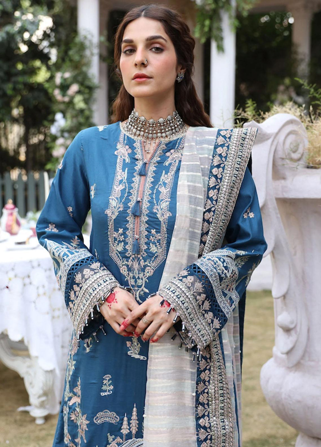Palash By Eleshia Embroidered Lawn Suits Unstitched 3 Piece ELS23Z AZURE - Summer Collection