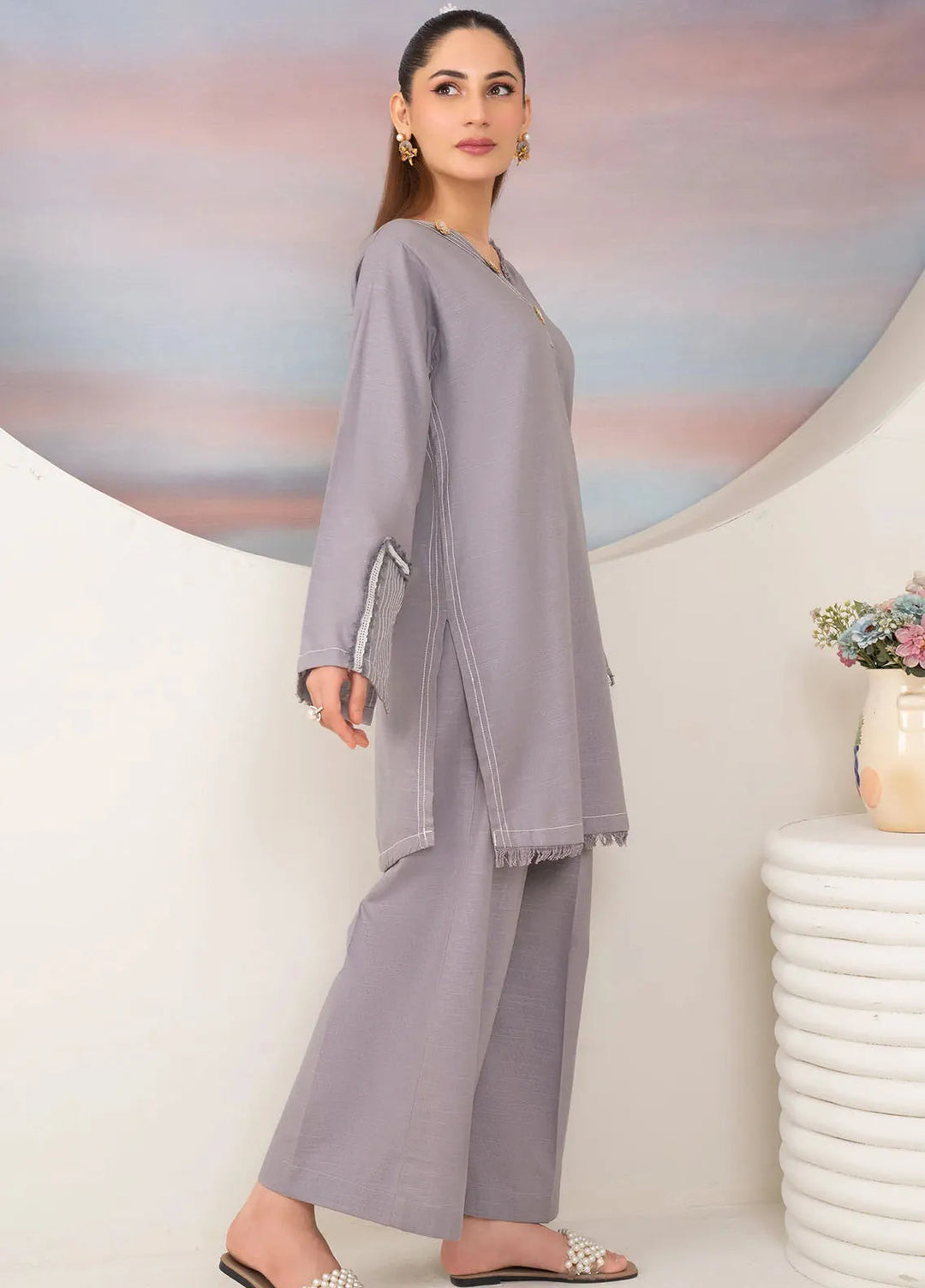 Panache Apparel Pret Casual Khaddar 3 Piece Suit Moonstone