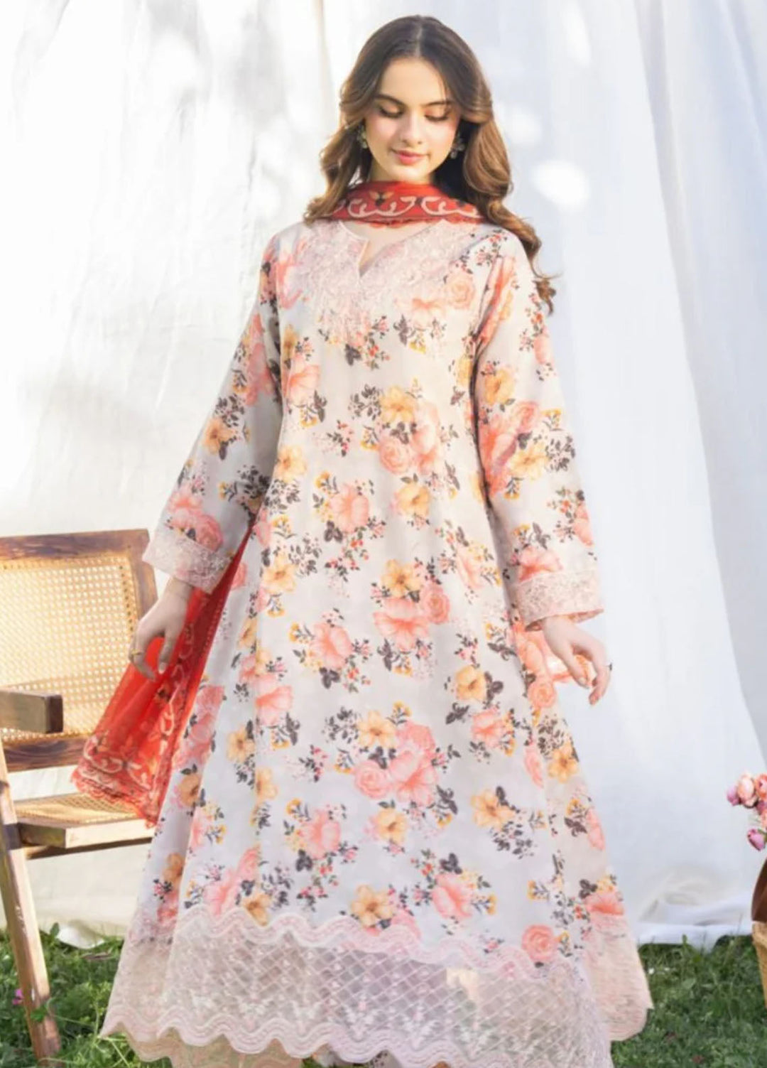 Panache Apparel Pret Embroidered Cotton Lawn 3 Piece Suit Blooming