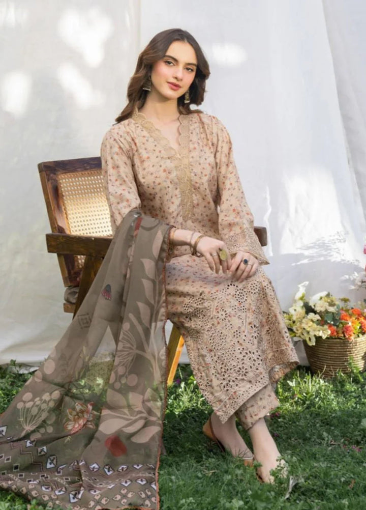 Panache Apparel Pret Embroidered Cotton Lawn 3 Piece Suit Desert