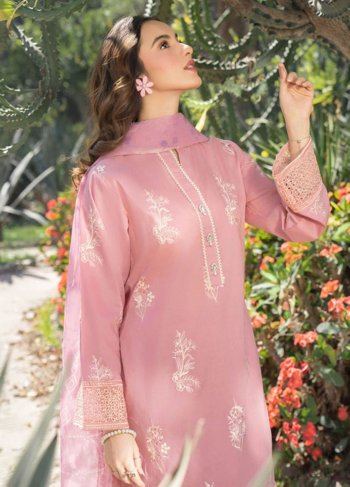 Panache Apparel Pret Embroidered Cotton Lawn 3 Piece Suit Dusty Pink