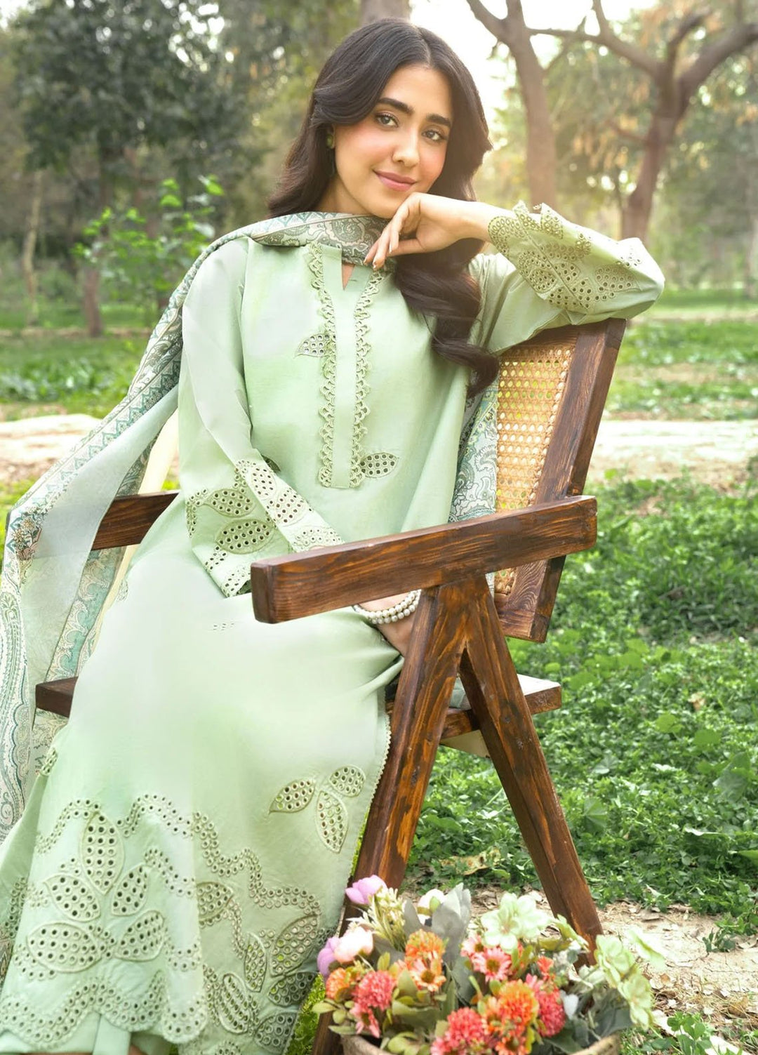 Panache Apparel Pret Embroidered Cotton Lawn 3 Piece Suit Eyelet