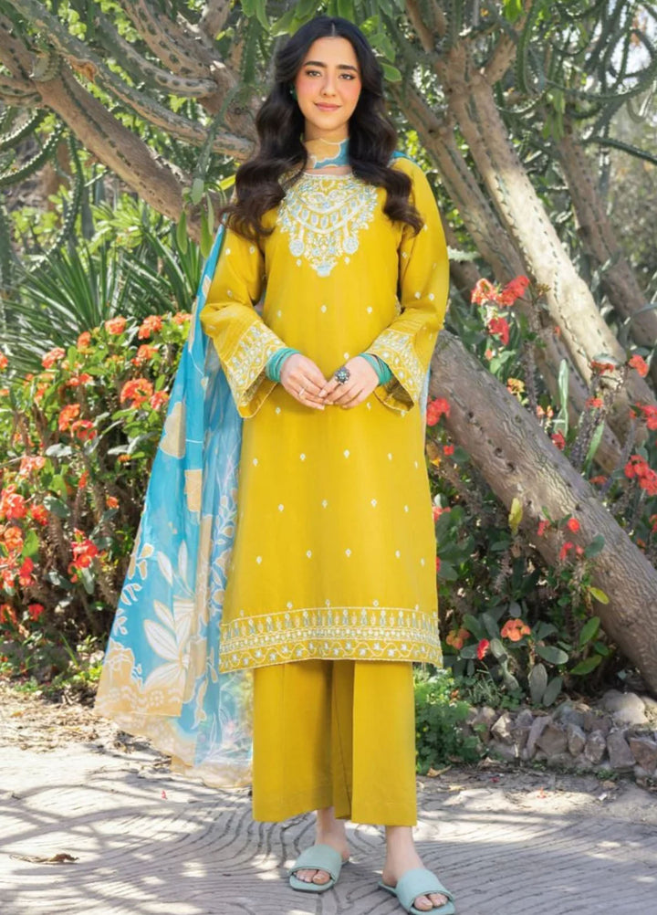 Panache Apparel Pret Embroidered Cotton Lawn 3 Piece Suit Golden Glow