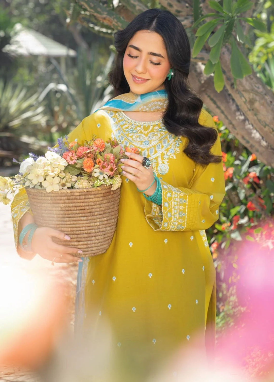 Panache Apparel Pret Embroidered Cotton Lawn 3 Piece Suit Golden Glow