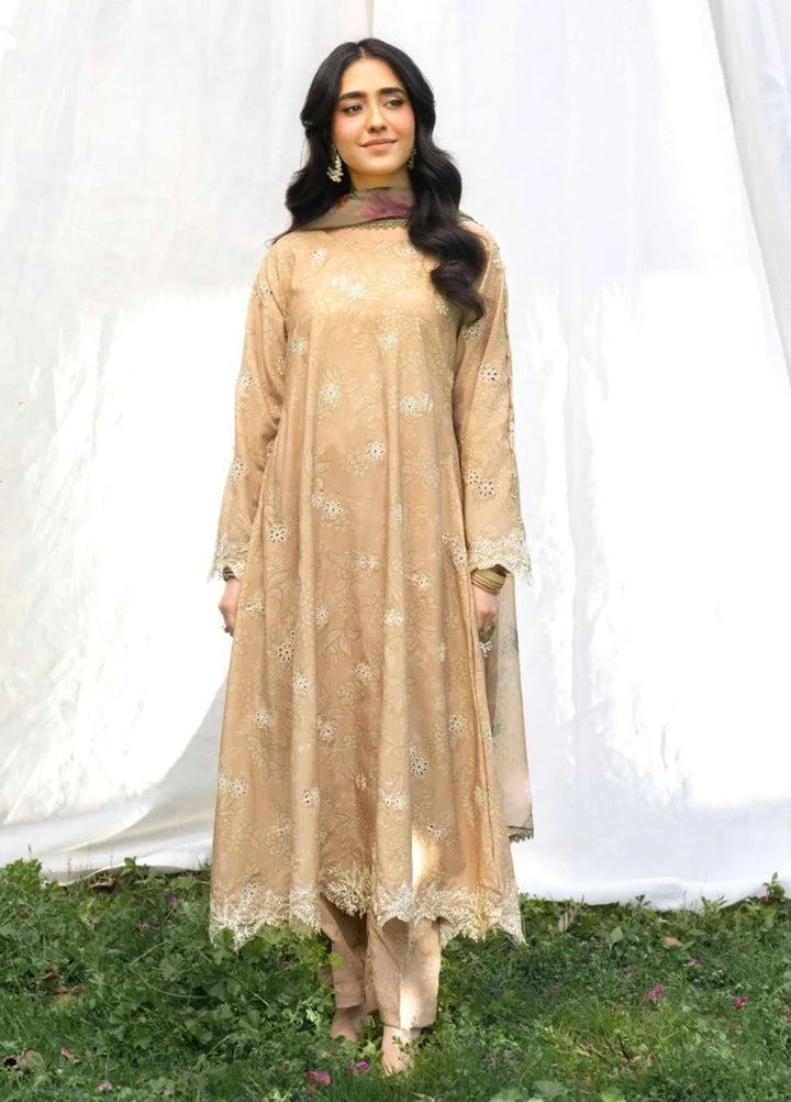 Panache Apparel Pret Embroidered Cotton Lawn 3 Piece Suit Honey Luster