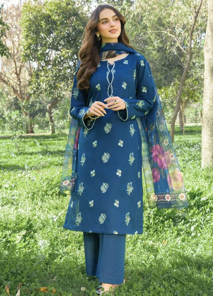 Panache Apparel Pret Embroidered Cotton Lawn 3 Piece Suit Marine