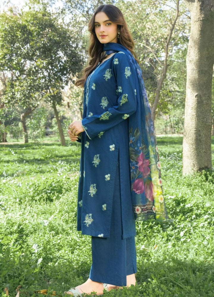 Panache Apparel Pret Embroidered Cotton Lawn 3 Piece Suit Marine