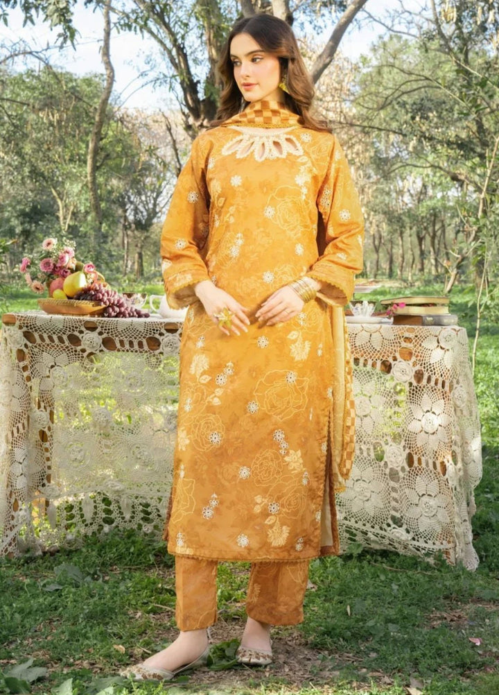 Panache Apparel Pret Embroidered Cotton Lawn 3 Piece Suit Spice