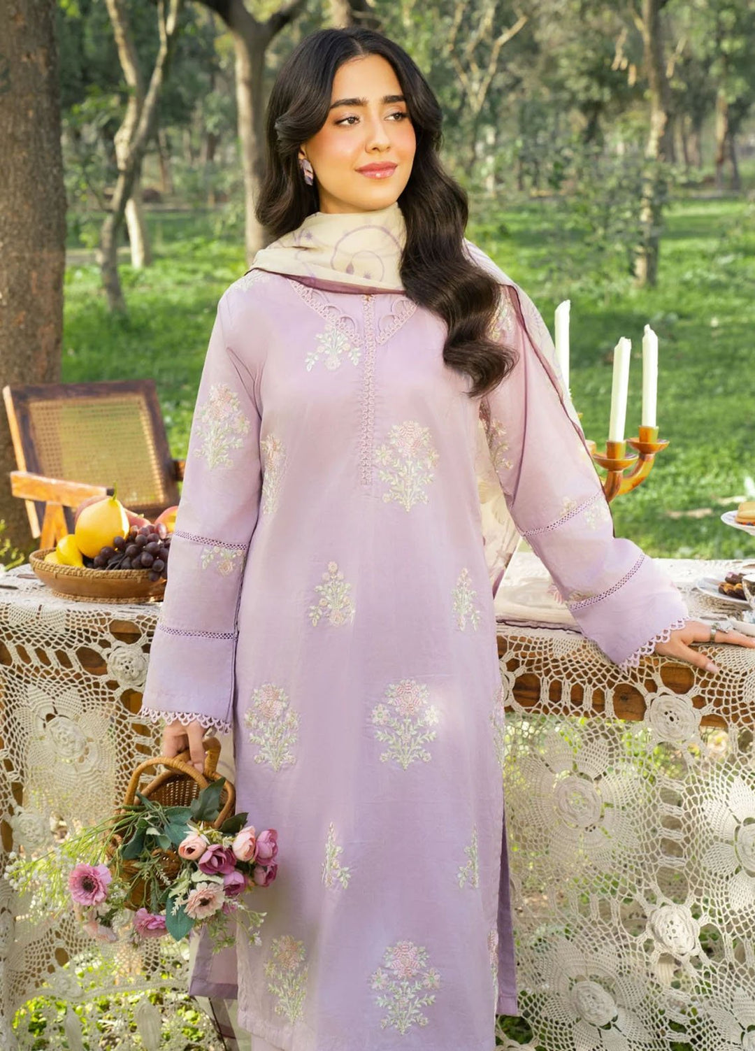 Panache Apparel Pret Embroidered Cotton Lawn 3 Piece Suit Wisteria