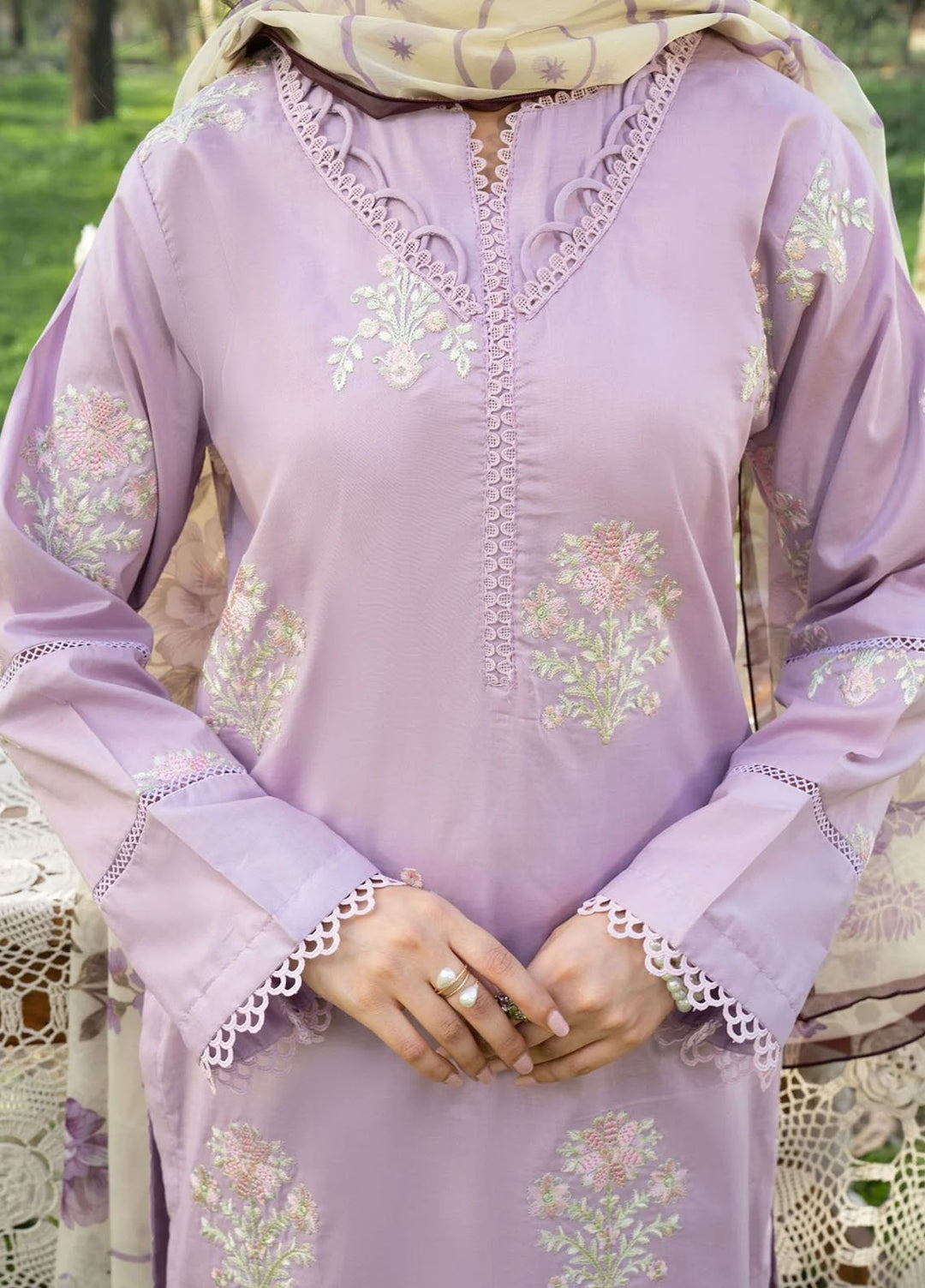 Panache Apparel Pret Embroidered Cotton Lawn 3 Piece Suit Wisteria