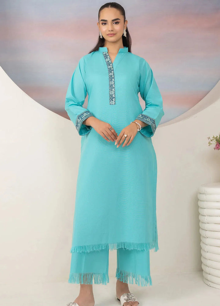 Panache Apparel Pret Embroidered Khaddar 2 Piece Suit Ocean