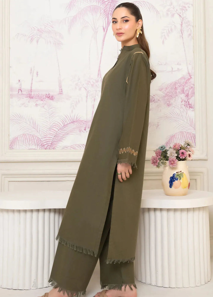 Panache Apparel Pret Embroidered Khaddar 2 Piece Suit Pine