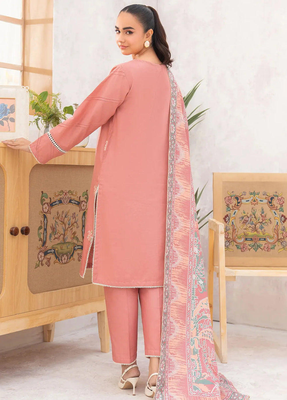 Panache Apparel Pret Embroidered Khaddar 3 Piece Suit Petal Frost
