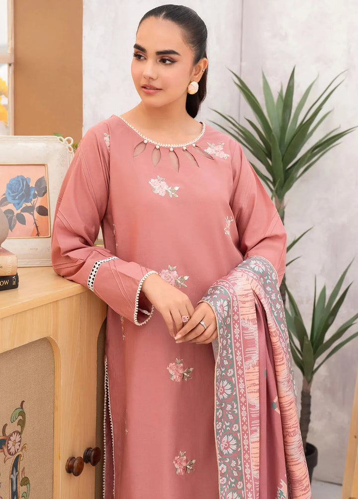 Panache Apparel Pret Embroidered Khaddar 3 Piece Suit Petal Frost