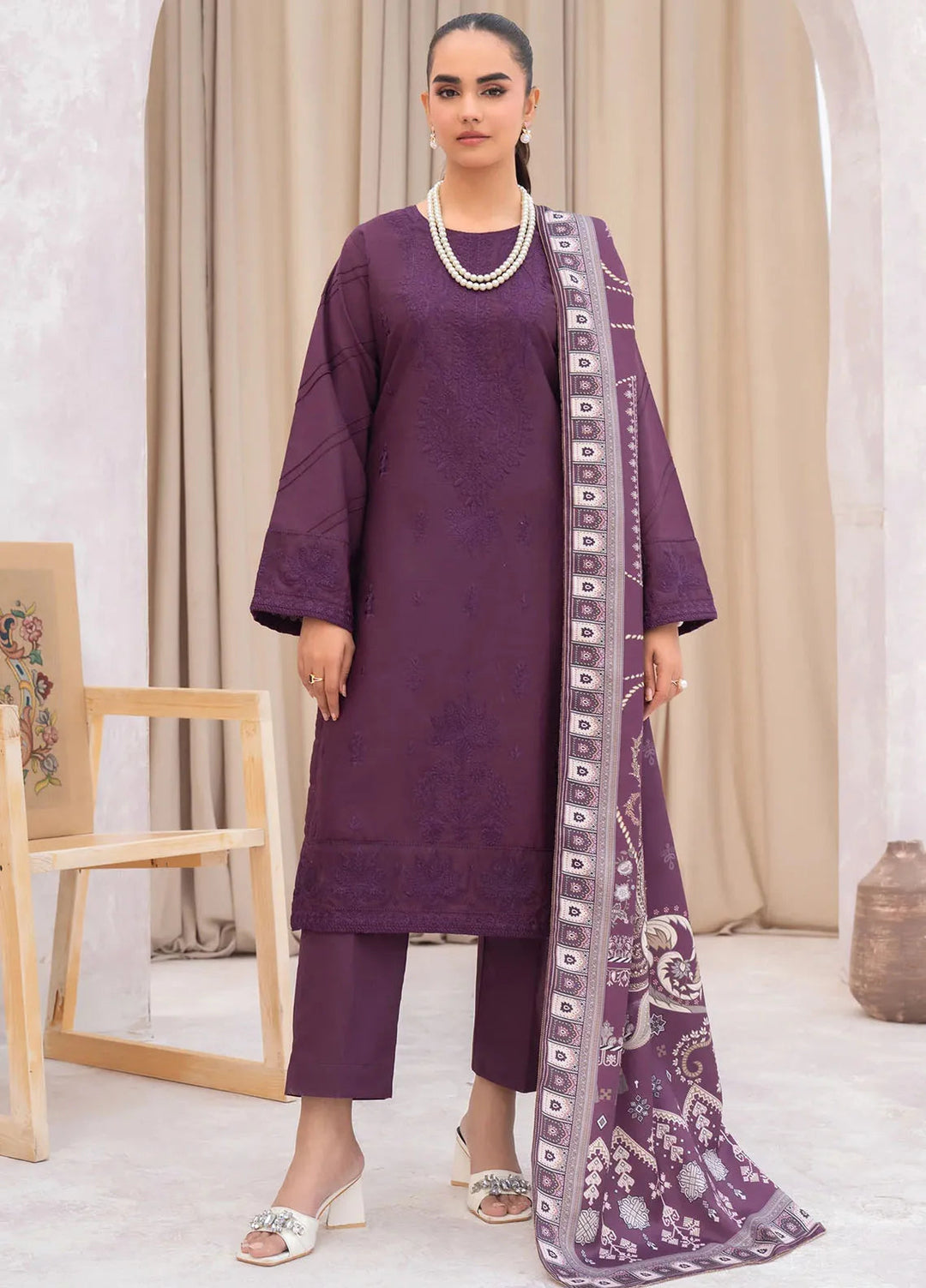 Panache Apparel Pret Embroidered Khaddar 3 Piece Suit Poise
