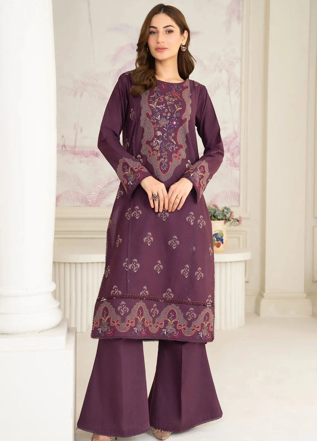 Panache Apparel Pret Embroidered Khaddar 3 Piece Suit Snowfall