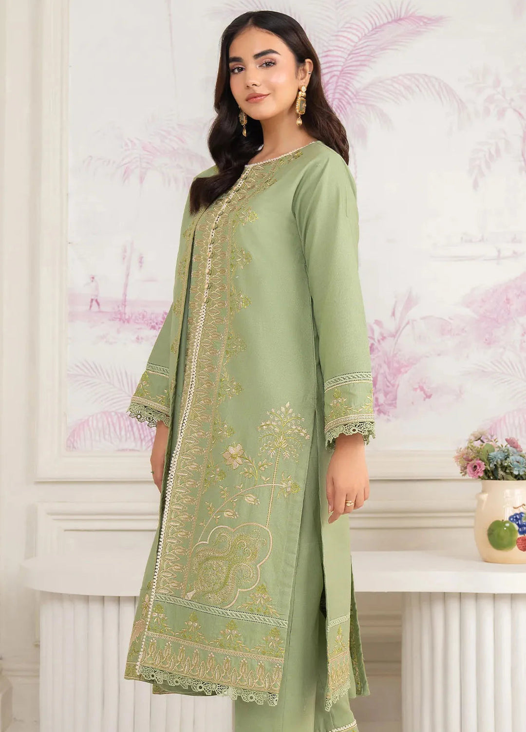 Panache Apparel Pret Embroidered Khaddar 3 Piece Suit Subtle