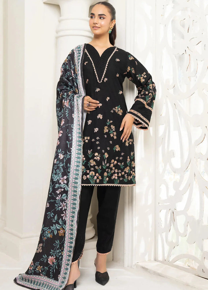 Panache Apparel Pret Embroidered Khaddar 3 Piece Suit Winter Oak