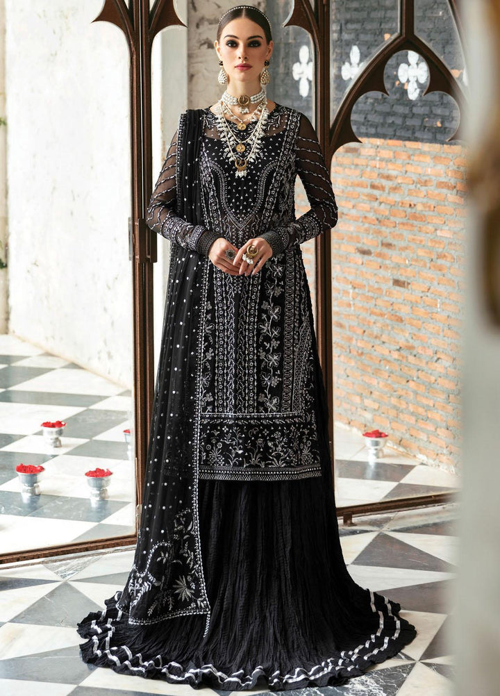 Panache By Ayzel By Afrozeh Embroidered Chiffon Suits Unstitched 3 Piece AAF23PC AZ-V5-01 Mystic Noir - Luxury Collection