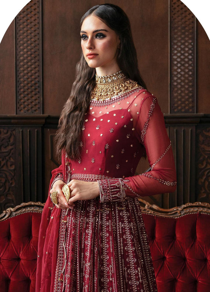 Panache By Ayzel By Afrozeh Embroidered Chiffon Suits Unstitched 3 Piece AAF23PC AZ-V5-03 Sangria - Luxury Collection